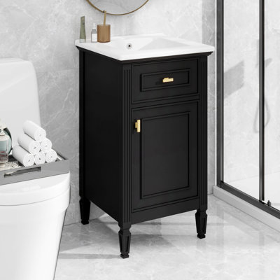 Meuble-lavabo de 20 po avec lavabo, tiroir inclinable, tablette réglable et support de rangement