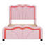 Lit plateforme simple tapissier avec tête de lit courbée réglable et bandes lumineuses à DEL, rose-910360257-910360258
