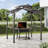 Sunjoy 5 ft. x 8 ft. Steel 2-tier Grill Gazebo Hardtop Brown Steel Frame Gazebo with Ceiling Hook and Shelves