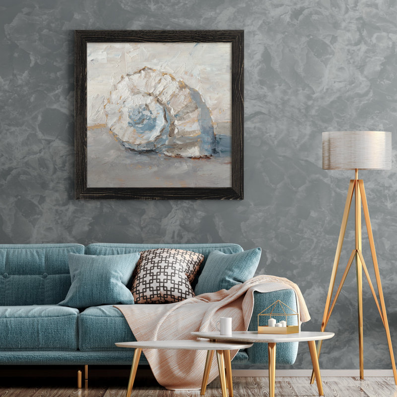 Blue Shell Study III-impression de cadre photo sur papier, Toile avec cadre noir, H 17 po x l 17 po x P 1,5 po