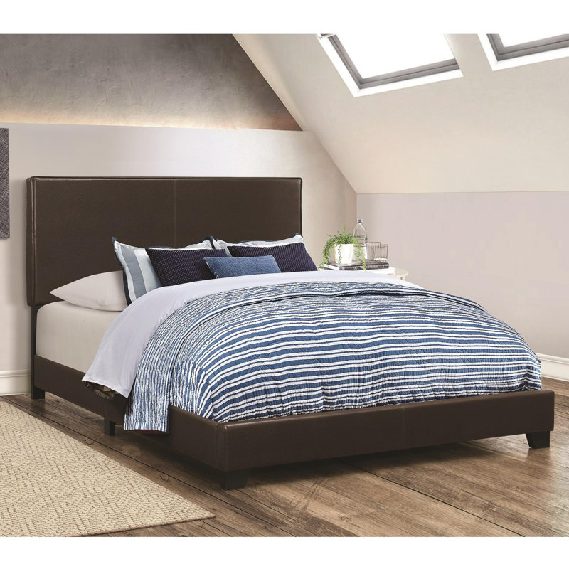 Mielke Vegan Leather Standard Bed, Brown, California King