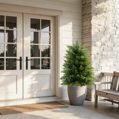 2FT Artificial Cypress Topiary Tree,UV Resistant Faux Cypress Plant For Indoor Or Outdoor Decor