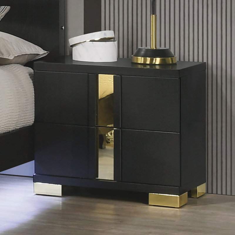 Table de chevet moderne pour chambre à coucher, Noir