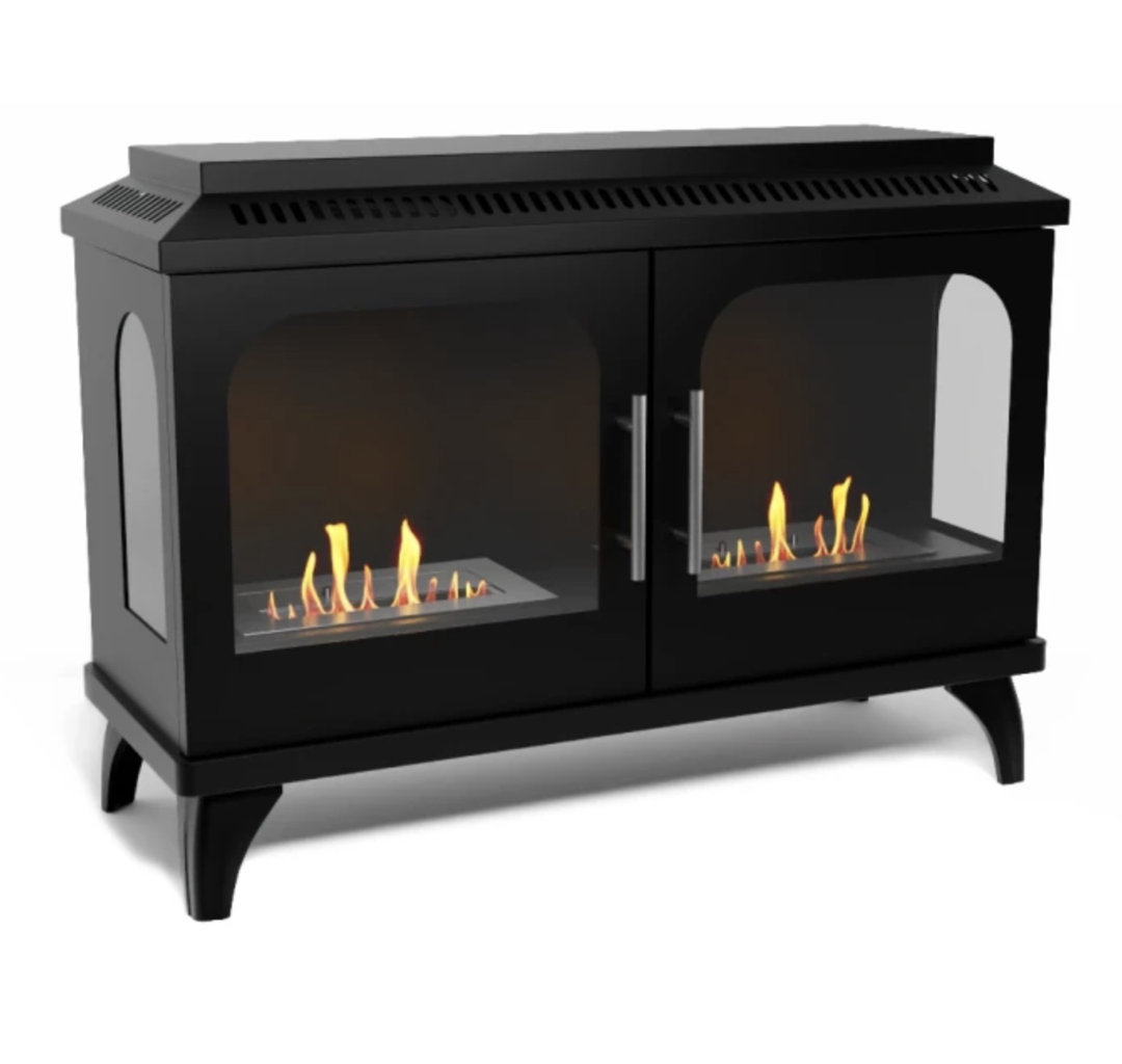 Ebern Designs 80cm W Black Bio-Ethanol Fireplace with 13656 BTU