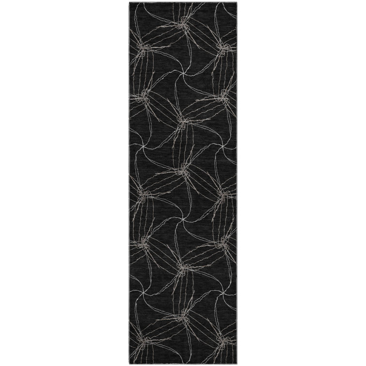 Premium Machine Washable Prisco Black Rug
