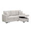 Canapé modulaire 76,5 po en mélange de lin avec lit escamotable et rangement pour chaise longue-1004612232