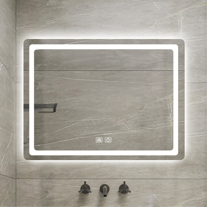 LED Single Bathroom Vanity Mirror In Polished Crystal Bathroom Vanity LED Mirror For Bathroom Wall Smart Lighted Vanity Mirrors