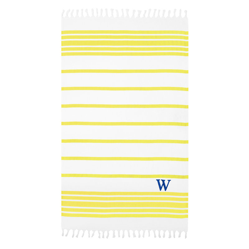Serviette de plage 100% coton à chevrons, Pistache / gris, W