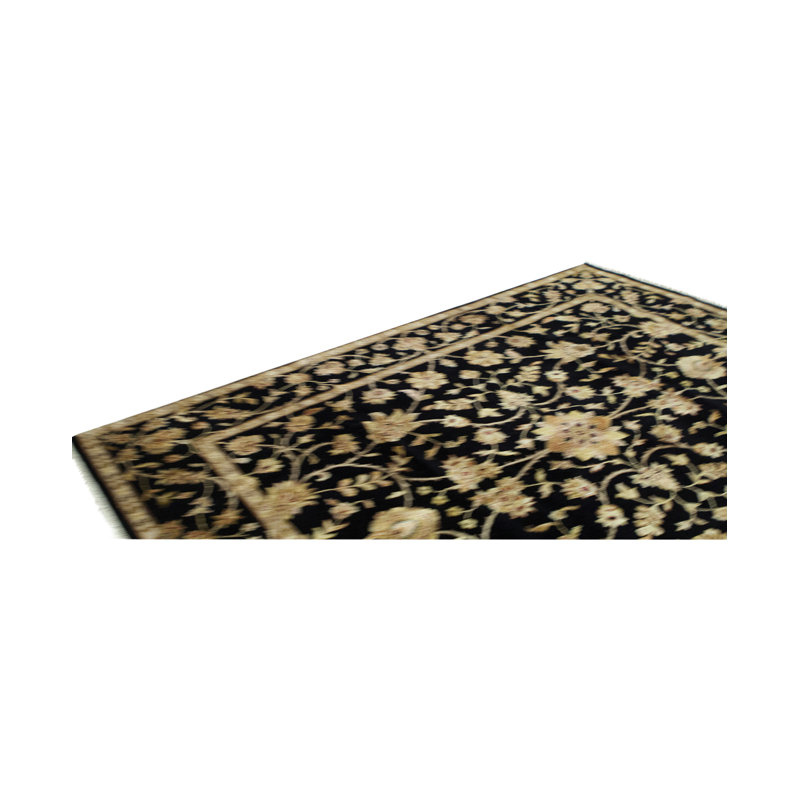 Floral Area Rug in Black