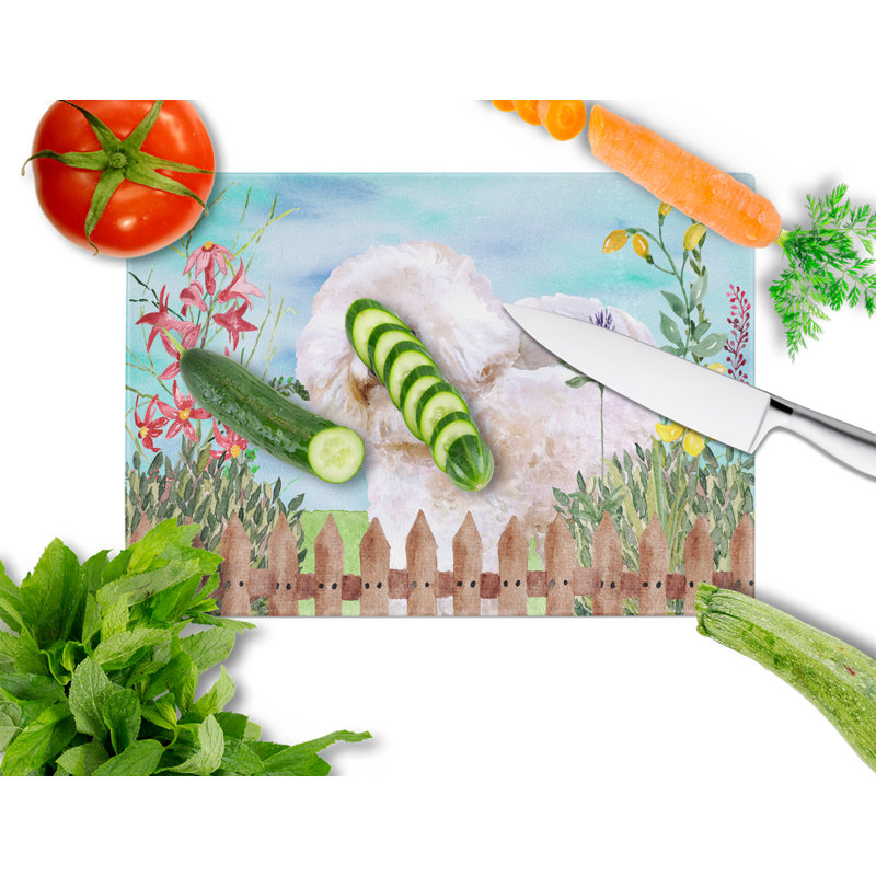 Caroline's Treasures Tempered Glass Spring Cutting Board, Bichon Frise #2