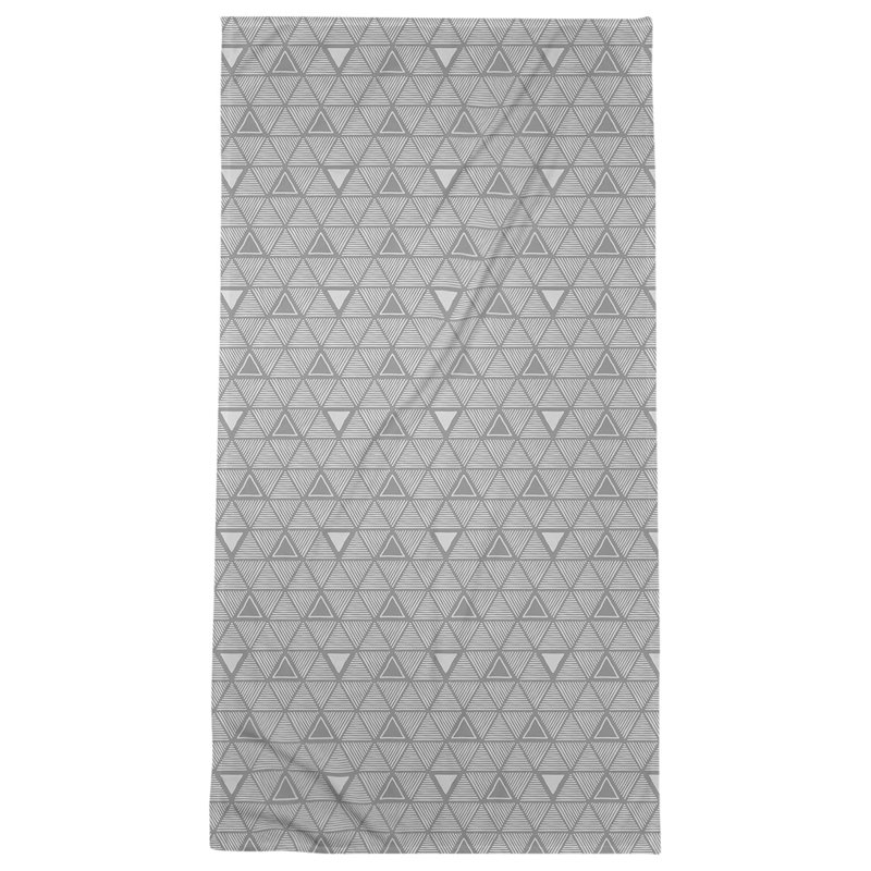 Serviette de plage classique à motif de triangles dessinés à la main, Noir / gris