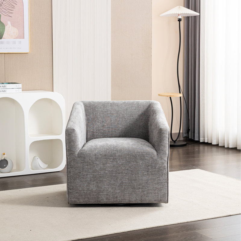 Fauteuil pivotant à 360 ° avec revêtement en chenille gris - Créez une chambre à coucher moderne et relaxante pour des sièges confortables