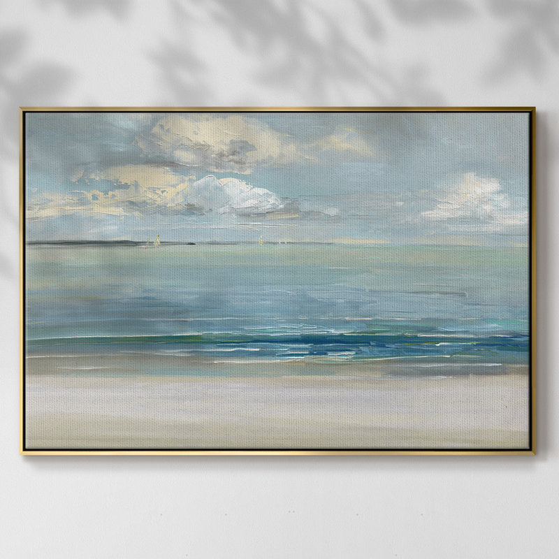 Across The Sound, reproduction d'art sur toile, Encadrement doré, H 25 po x l 37 po x P 2 po
