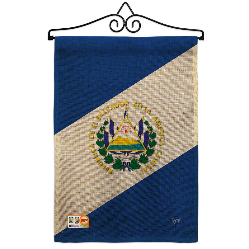 En toile jute à 2 côtés 19 x 13 po el salvador du monde drapeau de jardin