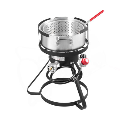 10 Qt Fish And Wing Fryer Aluminum Outdoor Propane Deep Fryer Kit With Basket
