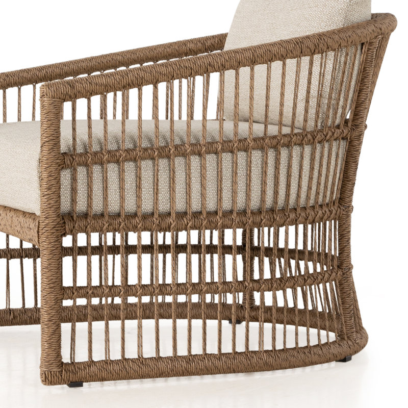Montecito Outdoor Lounge Chair, Faye Sand Cushion/Brown Frame