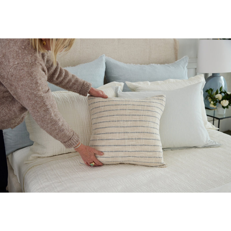 Jojo Pillow Cover & Insert, Square 20" H x 20" W, Ivory/Charcoal Striped