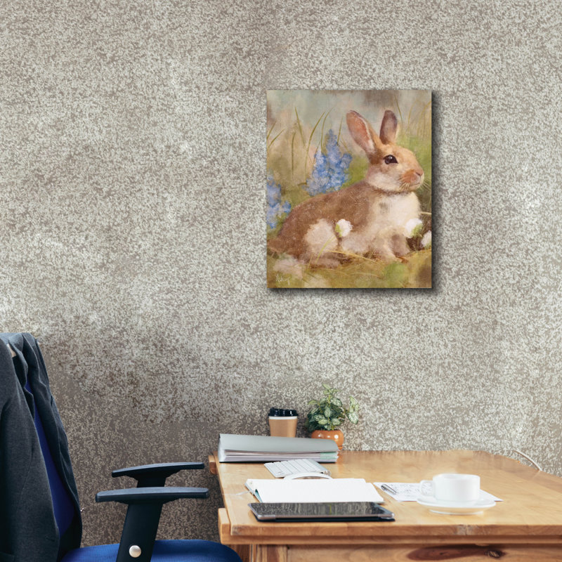 «Bunny In Meadow» par Ashley Bradley, art mural sur toile, H 24 po x l 20 po x P 0,75 po