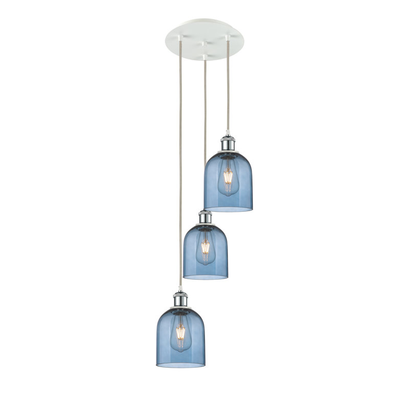 Odaniel 3 - Light Cluster Pendant, Princess Blue, White Polished Chrome