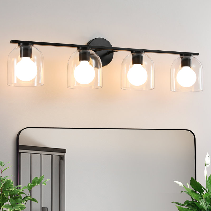 4-Light Dimmable Aluminum Vanity Light, Matte Black