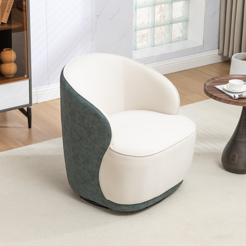 Fauteuil demi-tonneau pivotant en velours Stith, Velours bleu marine