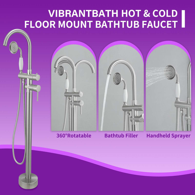 1 Handle Bathroom Freestanding Tub Filler, Brushed Nickel