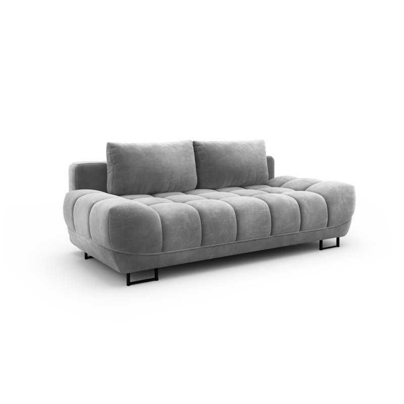Nicolus 3 Seater Velvet Sofa Bed, Grey