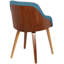 Chaise de salle à manger / d'appoint en bois de noyer et tissu bleu sarcelle-811104966