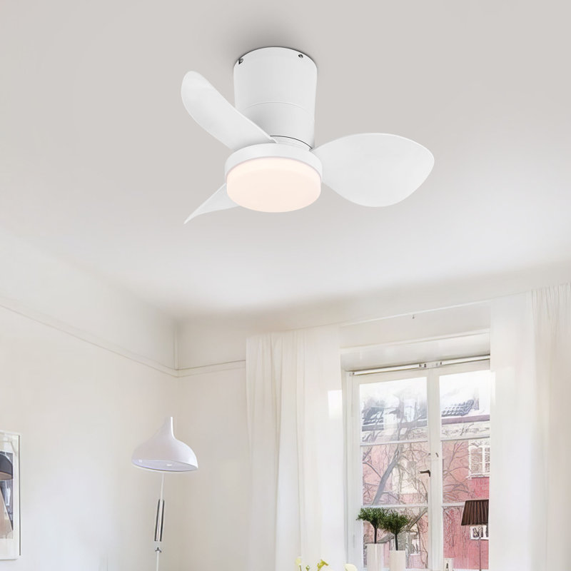 22''  3-ABS Blades Smart  indoor LED Ceiling Fan with Remote, White, White