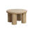 Oak Finish Manufactured Wood Round Coffee Table with 4 Pillar Legs