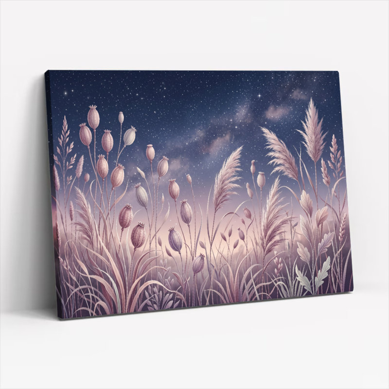 Ensemble de 1 tableau sur toile représentant un ciel nocturne, H 24 po x l 36 po, Toile tendue