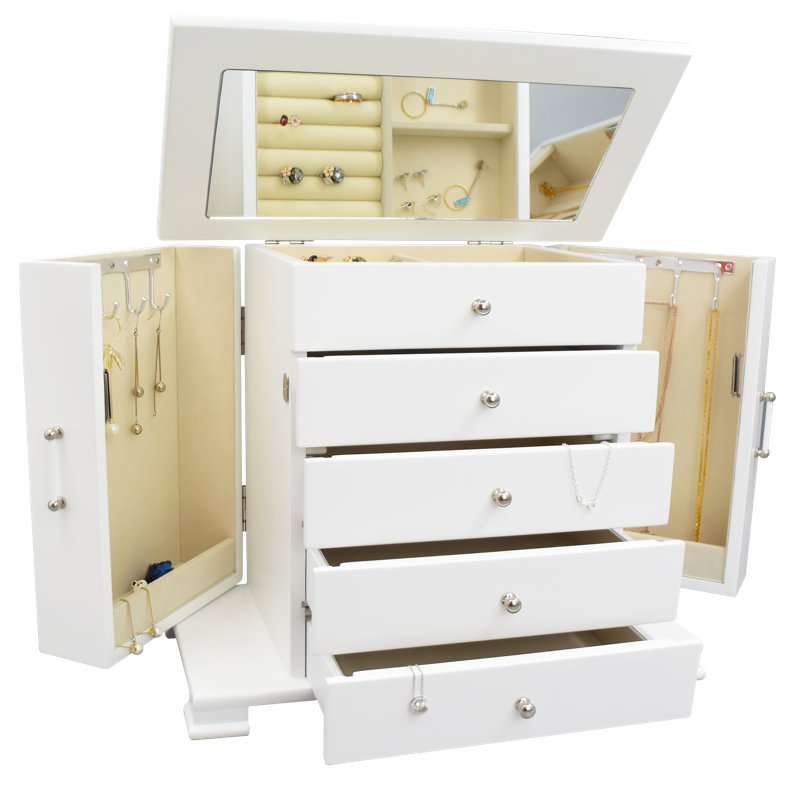Wood Jewelry Box +, White