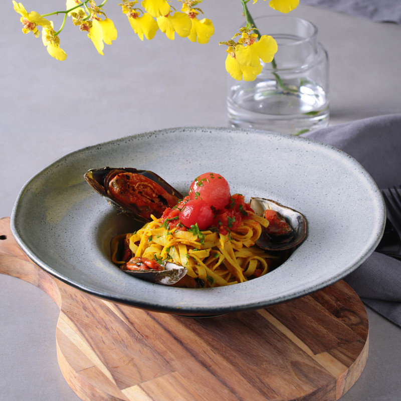 Assiette à pâtes en céramique 11,02 po Dust Deep Edge