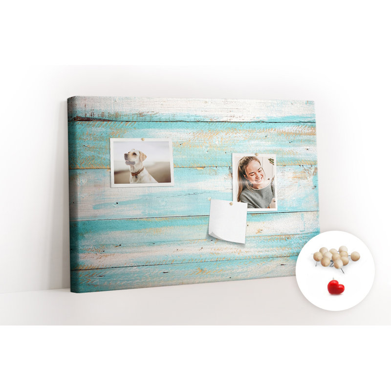 Wall Mounted bulletin board print wall art notice boards decorative corkboard Blue old wood