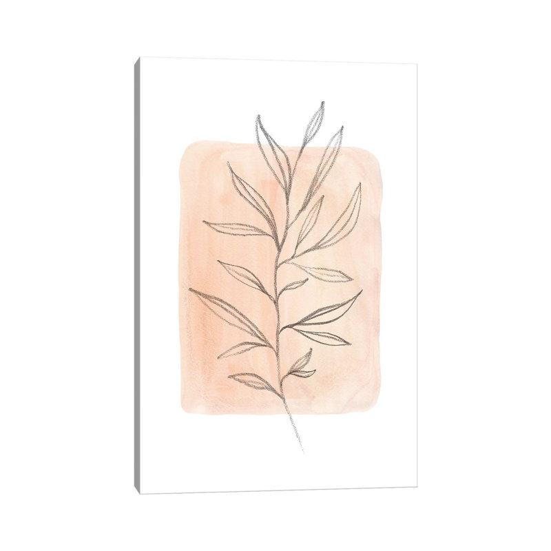 Pastel Peach Tone Plant - Painting on Canvas, 66.04cm H x 45.72cm W x 1.91cm D, Wrapped Canvas