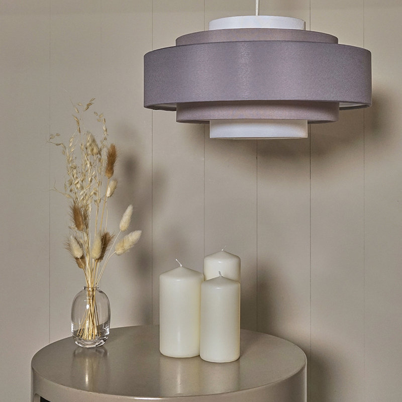 Owings 20cm H Cotton Novelty Pendant Shade ( Clip On ) in Grey, Yes