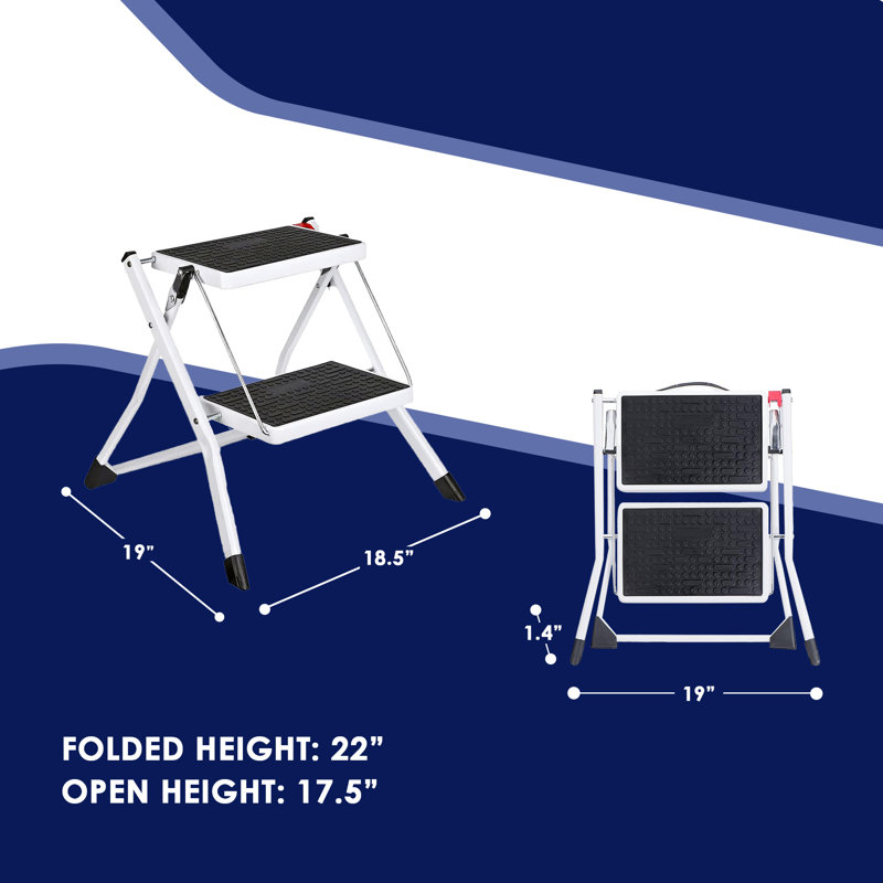 Delxo Steel Folding 2 Mini Stool Safe Step Stepladder with Carry Handle (4 Pack)
