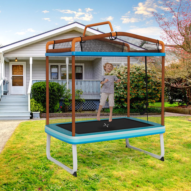 Crissman Freeport Park 190cm x 124cm Rectangle with Safety Enclosure Kid / Toddler Trampoline