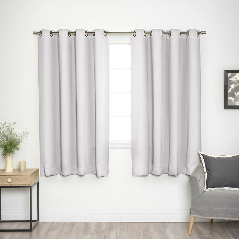 Adina Sevan Solid Thermal Grommet Curtain Panels, 52" W x 63" L, Vapor
