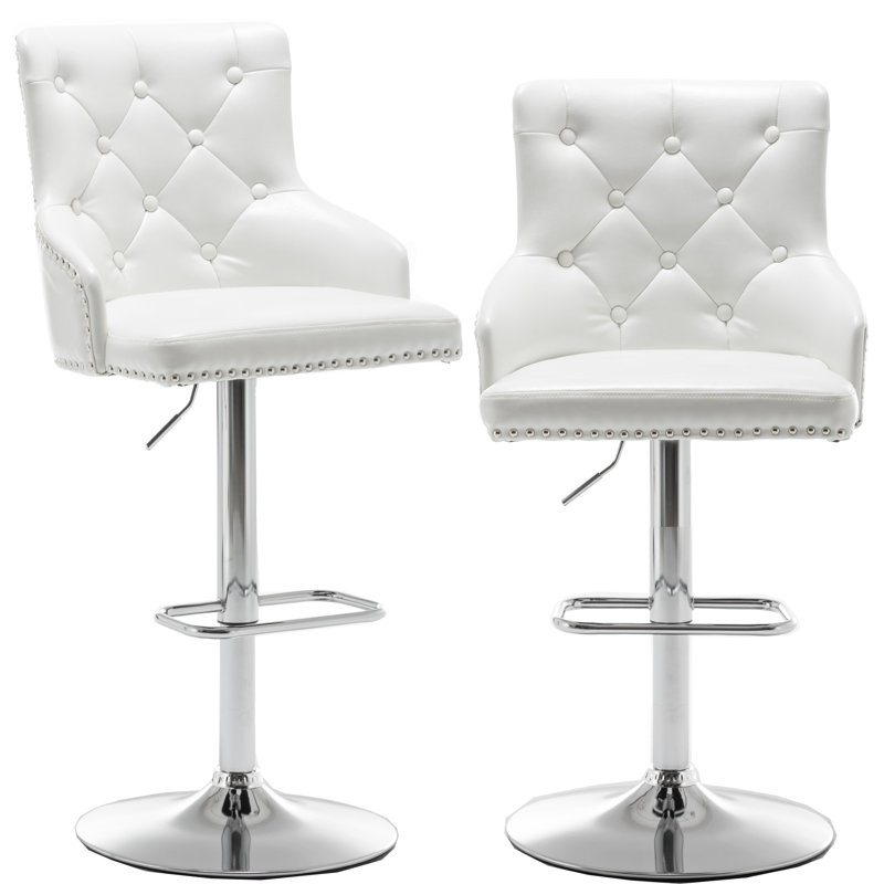 Tabouret de bar pivotant à hauteur réglable, Chrome, 4 Pieces
