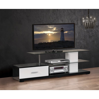 Meuble télé fonctionnel avec tiroirs et tablettes ouvertes, fabrication de haute qualité, surface résistante aux égratignures, facile à assembler pour le divertissement à domicile