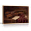 Violon, diapason et livre ouvert sur toile marron-203903458