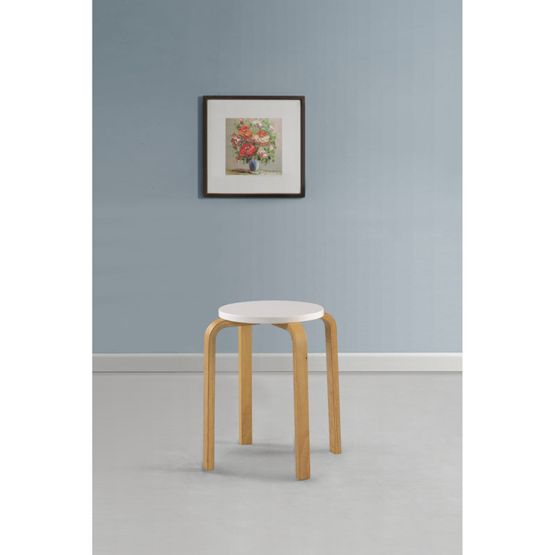 Ruben Wood Accent Stool, White