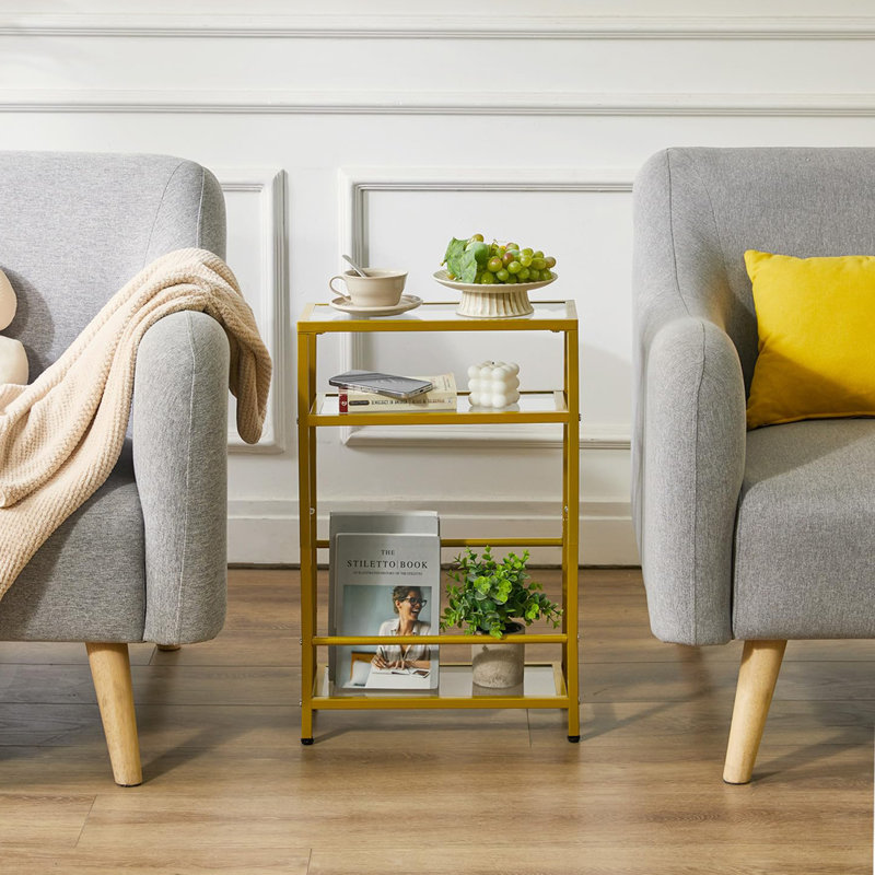 Amoz Glass Top End Table, Gold