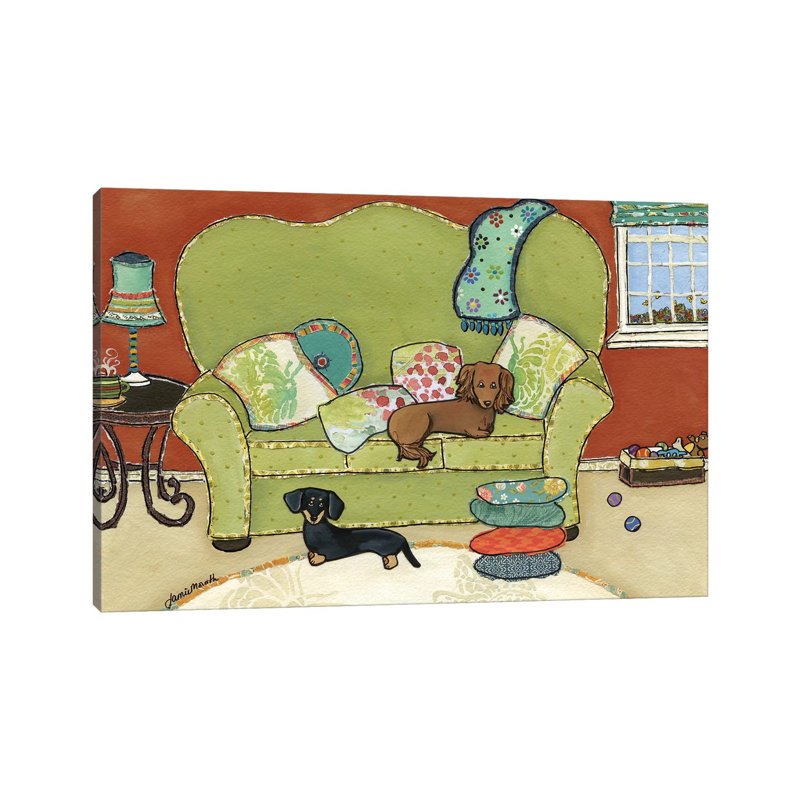 « Teckel Love » par Jamie Morath-impression, Toile tendue, Pas de tapis, H 8 po x l 12 po x P 0,75 po