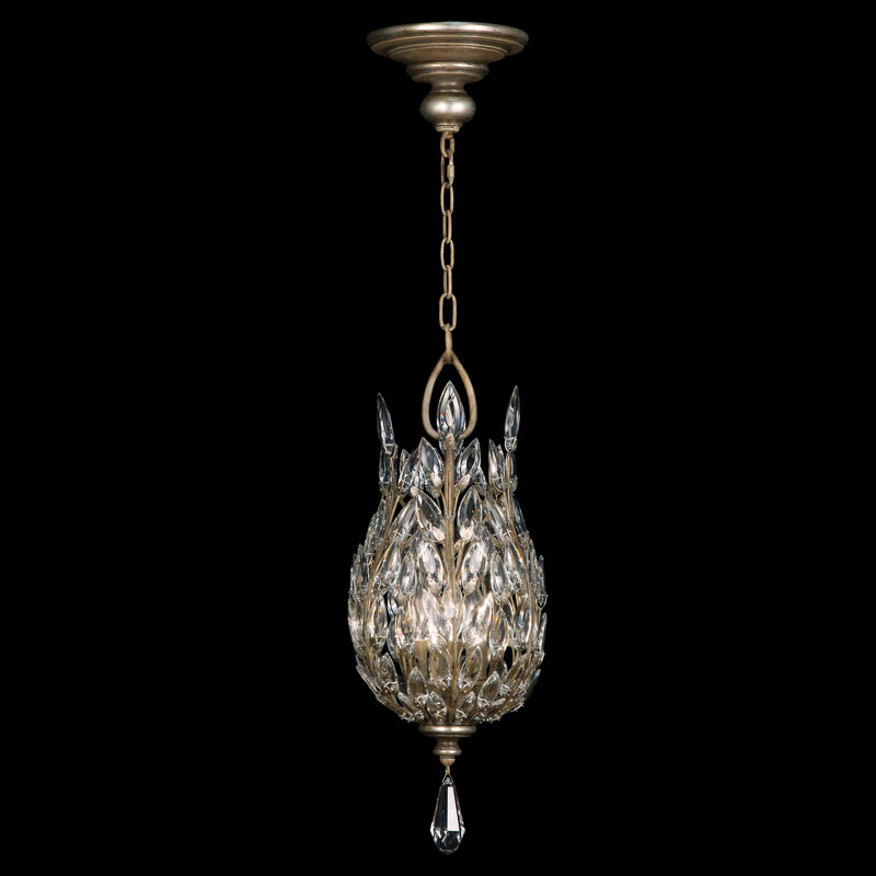 Gold Leaf Crystal 11" Round LED Pendant Light