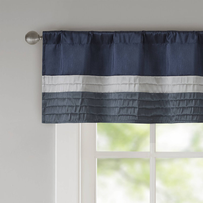 Amherst Polyoni Pintuck Single Window Valance, Navy