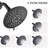 Shower Tub Spout And Valve In Matte Black - 5 Functions & Wall Mounted System With