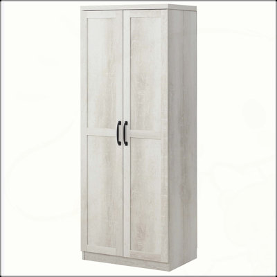 Garde-manger autoportant de 63 pouces avec tablettes à 5 niveaux et 2 tablettes réglables, finition blanc antique pour un rangement élégant