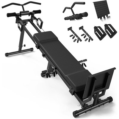 Appareil de musculation complet GMWD avec résistance ajustable, noir